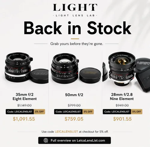 Light Lens Lab Restocks Popular M-Mount Lenses, Plus 5% Off