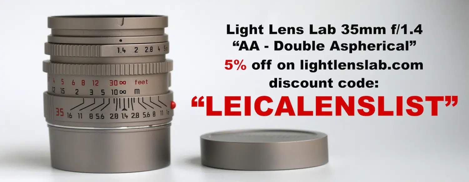 Discount code overview, 5% off with code LEICALENSLIST